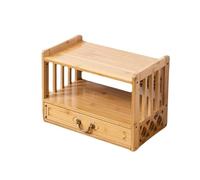 Mesa de meditación de 2 Niveles con cajón de Almacenamiento, Altar de Buda de Madera Natural for decoración de puja, Organizador de Santuario for el hogar.(Yellow,42cm)
