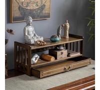 Mesa de meditación de bambú, altar espiritual para oraciones y adoración, mesa de té relajante para espacio espiritual personal con cajón