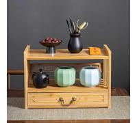 Mesa de meditación de bambú, altar espiritual para oraciones y culto, mesa de té relajante para espacio espiritual personal con cajón