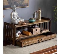 Mesa de meditación de bambú con cajón de almacenamiento para altar espiritual, brujería, relajación y té budista para oraciones y adivinación