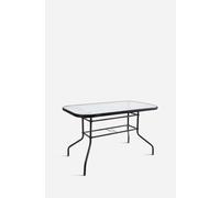 Mesa de Metal Base Cristal 120x70x70 cm - 2 Colores (Blanca y Negra) - COLOR: NEGRO