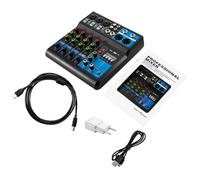 Mesa de mezclas de 5 canales con Bluetooth, controlador de DJ, mezclador de audio con alimentación fantasma de 48 V y USB, compatible con PC y micrófono de condensador, ideal para estudio en casa y