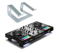 Mesa de mezclas de DJ Control Inpulse 500 con 2 platos de Hercules DJ Edición Silver + soporte para portátil keepdrum color plateado