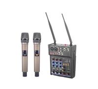 Mesa de Mezclas *dio Dj de Cuatro Canales con Micrófono Inalámbrico UHF, USB y Alimentación Phantom de 48V. Grabación adecuada