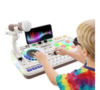 Mesa de mezclas DJ para niños, controlador DJ, mesa DJ, DJ mixer con función de grabación, 100+ efectos de sonido, plato DJ realista y pads de batería, regalo para niños y niñas 3-11 años, Blanco