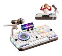 Mesa de mezclas DJ para niños de 3 a 12 años, Mezclador DJ para niños con micrófono, Luces, 100+ Sonidos DJ Mixer controlador Regalo Educativo para Niñas Recargable USB, Bluetooth