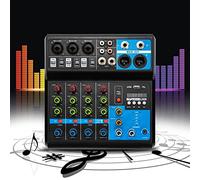Mesa de mezclas DJ para PC Audio Mixer Mezclador Bluetooth Mini Audio DJ Mezclador Soundboard 5 Canales Mezclador con Amplificador, Mezclador Live DJ Studio Streaming para Grabación Profesional