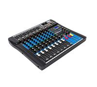 Mesa de mezclas estéreo de 8 canales con alimentación fantasma de 48 V, mezclador de podcast, entrada de micrófono/línea, entrada USB MP3, mezclador de sonido DJ, consola, negro (8)