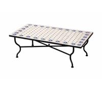 Mesa de mosaico marroquí Soleil Beige Azul 120 x 80 cm, 45 cm de alto