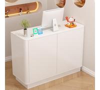 Mesa de mostrador de recepción con cajones con cerradura y agujero para enhebrar para oficina, venta al por menor o uso doméstico