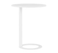 Mesa de mostrador, mesa auxiliar en forma de C para sofá, mesa redonda moderna, mesa auxiliar para sala de estar, dormitorio, montaje fácil, blanco