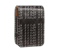 Mesa de multiplicación matemática, estuche de lápiz labial portátil negro para viajes, mini caja de almacenamiento de lápiz labial con espejo para mujeres y mujeres, bolsa de cosméticos de cuero, Varios colores, 9.5x2x7 cm/3.7x0.8x2.7 in