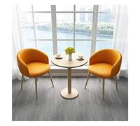 Mesa de negociación nórdica y silla combinada, ventas, oficina, cafetería, tienda de té, balcón, hogar, mesa redonda pequeña, oficina, salón, barra de negocios (color: marrón oscuro) (color naranja)