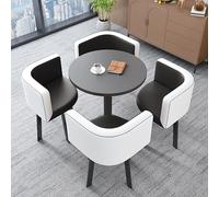 Mesa de Negociación para Recepción, Juego de Comedor para 4 Personas en el Vestíbulo de Un Hotel, Escritorio Redondo para Sala de Conferencias, Barra de Desayuno, Salón y Muebles de Negociación(Black)