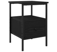 Mesa de Noche Compacta de Roble Negro con Cajón Tradicional para Uso en el Dormitorio, Ideal para Espacios Adultos, Cabecera de Madera Contemporánea, Almacenamiento de Pierna Cuadrada, Madera Ingenie