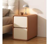 Mesa de noche pequeña, mesas laterales de la sala de estar, mesita de noche, dormitorio de mesa rústica, estante de almacenamiento de 2 niveles, mesa al lado para espacios ajustados (marrón+blanco,