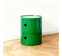 Mesa de Noche Redonda 2/3/4 Niveles con Cajones y Puerta Corrediza, Mueble Auxiliar Moderno de 2/3/4 Contenedores, Armario de Almacenaje en Plástico para Baño(Green a,2 Tier)