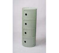 Mesa de Noche Redonda Vertical con cajones, Muebles de Almacenamiento de 2/3/4 Niveles, Mesa de Noche con Puerta corredera, mesita Decorativa móvil(Matcha Green,4Tier)