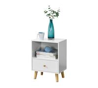 Mesa de noche sundsvall con cajón aglomerado/madera 54 x 40 x 30 cm - blanco [en.casa]
