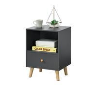[en.casa] Mesa de Noche con Cajón y con Compartimiento Sundsvall 54 x 40 x 30 cm Mesita de Noche Mesilla Mesa de café Auxiliar Armario para Almacenar Gris Oscuro