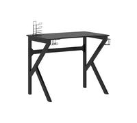 Mesa de oficina, escritorio, mueble de ordenador, estudio de juego con patas en forma de K 90 x 60 x 75 cm negro 02_0023770