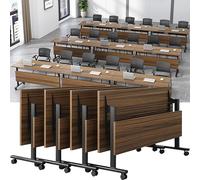 mesa de oficina， Paquete de 4 escritorios rodantes for computadora, escritorio móvil con ruedas, mesas de reuniones de capacitación, mesa grande for seminarios, escritorio de estudio de trabajo móvil