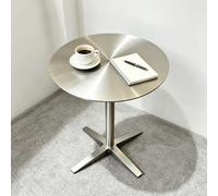 Mesa de oficina pequeña mesa auxiliar de café de acero inoxidable plateada mesa alta de ocio ahorro de espacio pub cafetería comedor muebles compactos de bistró decoración del hogar(C,60x60x105cm)