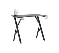 Mesa de oficina puesto de trabajo mueble de ordenador informática estudio de juego con patas en forma de Y 90 x 60 x 75 cm negro 02_0023772