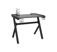 Mesa de oficina puesto de trabajo mueble de ordenador informático estudio de juego con LED en forma de Y 110 x 60 x 75 cm negro 02_0023776