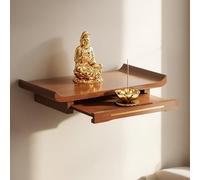 Mesa de Ofrenda, Soporte De Pared for Estatuas, Armario de Buda de Madera con Bandeja Oculta, Para La Estatua Espiritual Sala De Estar Estudio Oficina Casa De Té Oración(Brown,38*25*7cm/14*10*3in)