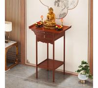 Mesa de oración de bambú natural con cajón, soporte de altar compacto y versátil para santuarios del hogar, templos y prácticas espirituales