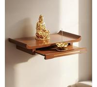 Mesa de Oración e Incienso, Altar Budista de Santuario de Buda Montado en la Pared, para Relajación, Oración, Sala de Estar(Brown,38 * 25cm/15 * 9.8in)