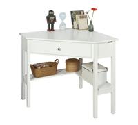 SoBuy Mesa de Ordenador, Mesa de Escritorio con un Cajón, Triangular,Blanco,FWT31-W,ES