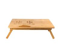 Mesa de Ordenador Portátil Bambú Bandeja de Cama Desayuno Plegable Reclinable Altura Ajustable Soporte Escritorio de Regazo (66 * 35 * 30cm-Color Madera)