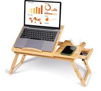 Mesa de Ordenador Portátil Bambú, Escritorio Plegable Ajustable de Bambú Bandeja para Sofa Escritorio de Regazo Soporte para Laptop PC Portatil