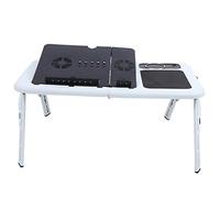 Mesa de Ordenador Portátil Soporte de Monitor Plegable Mesa Sofá Cama con 2 Ventiladores de refrigeración de USB, Bandeja de Ratón y Portavasos, Carga 25kg