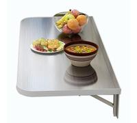 Mesa de pared con diseño de hojas colgantes - Barra plegable para desayuno y comedor que ahorra espacio | Escritorio flotante para cuarto de lavado | Acero inoxidable | Compacta 90 cm de largo x 50 cm