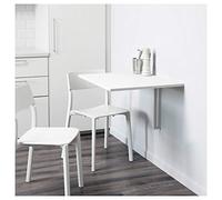 Mesa de pared con diseño de hojas, color blanco, 74 x 60 cm, duradera y fácil de cuidar. Mesas de comedor. Mesas y escritorios. Muebles. Respetuoso con el medio ambiente.