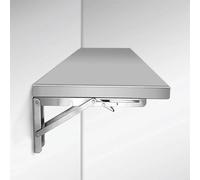 Mesa de pared pequeña de acero inoxidable 304 resistente de 0,8 mm, soporte grueso cepillado con capacidad para 150 kg, diseño que ahorra espacio, 50 x 35 x 3 cm, perfecta para computadoras y