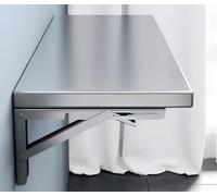 Mesa de pared plegable de acero inoxidable, diseño que ahorra espacio para comedor, sala de estar, dormitorio y balcón, 90 x 25 cm, capacidad de carga de 40 kg, solución versátil y elegante para