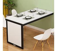 Mesa de pared plegable en forma de L de madera para ahorrar espacio, estación de trabajo flotante versátil para espacios pequeños