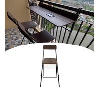 Mesa de pared plegable, escritorio colgante al aire libre para balcón y jardín, aluminio con aspecto de madera, mesa de barra de barandilla que ahorra espacio, soporte para macetas