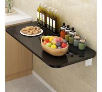 Mesa de pared plegable - Escritorio de madera que ahorra espacio, mesa de pared con diseño de hojas, escritorio plegable compacto, color negro (60 x 30 cm), perfecto para espacios pequeños