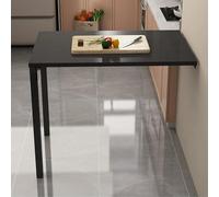 Mesa de Pared Plegable, Escritorio de Pared Abatible de Madera de Pino, Mesa Escamoteable para Espacios Pequeños, Multifunción para Oficina, Cocina, Lavandería, Dormitorio(Black,90x80cm(35.4x31.5in))