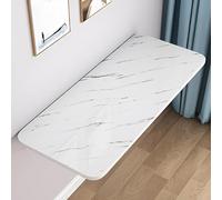 Mesa de pared plegable, escritorio de pared que ahorra espacio, mesa de pared de policarbonato de madera, mesa flotante para sala de estar, acabado de grano de piedra blanca, 50 x 50 cm