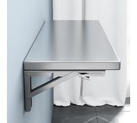 Mesa de pared plegable, mesa plegable de acero inoxidable 304, escritorio flotante que ahorra espacio, ideal para oficina en casa y lavandería, metálica, 60 x 40 cm, resistente y elegante