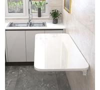 Mesa de pared plegable que ahorra espacio para cocina y comedor, mesa de pared con soportes de 90 cm x 50 cm, perfecta para espacios pequeños y uso multifuncional