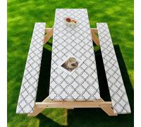 Mesa de picnic con fundas de banco, mantel elástico con patrón geométrico Oxford, impermeable, resistente al aceite, revestimiento de TPU para mesas y asientos rectangulares, patio, camping, jardín