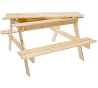 Mesa de Picnic Infantil con Caja incorporada para Jugar - 90x90xA50 cm- para Exterior o Interior- Set Infantil de Mesa y Bancos de Madera TIMBELA M010-1