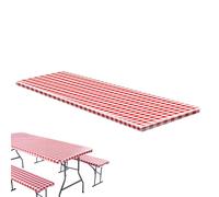 Mesa de picnic - Mesa rectangular de goma | Funda de mesa de picnic con bancos cubierta | Protector de lápiz rojo y blanco lijado al aire libre, barbacoas, camping y